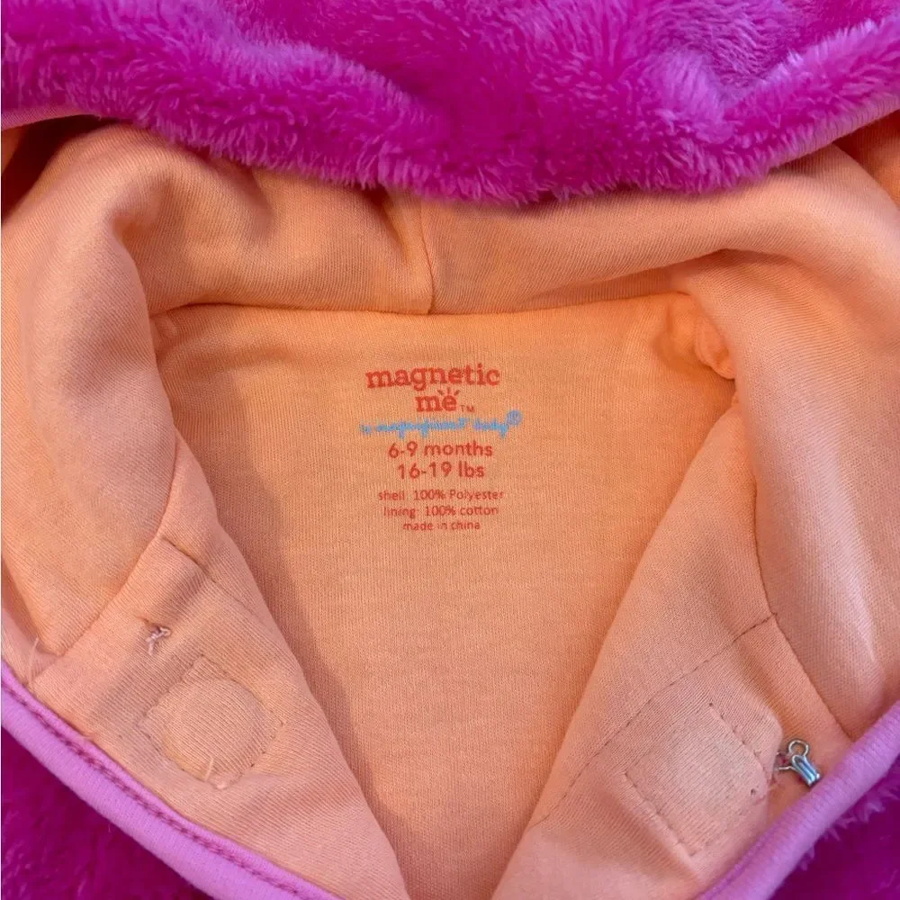 Magnetic Me dark pink fuzzy fleece hooded snowsuit NWOT